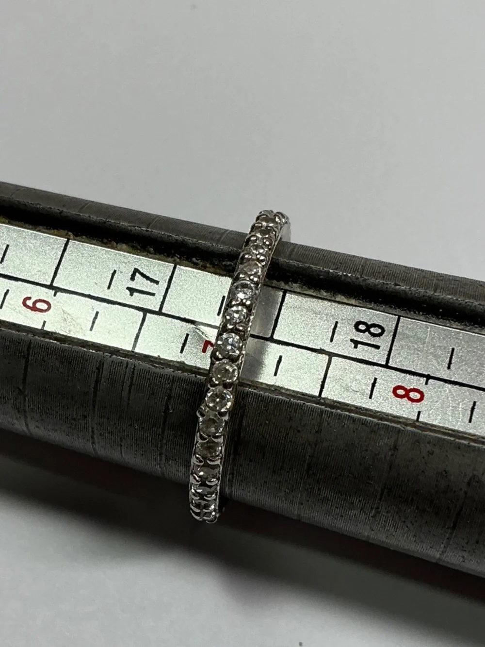 FAS Sterling Silver Ring with clear stones. Size 7